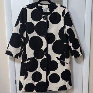Maggy London Black and White Polka Dot Pea Coat